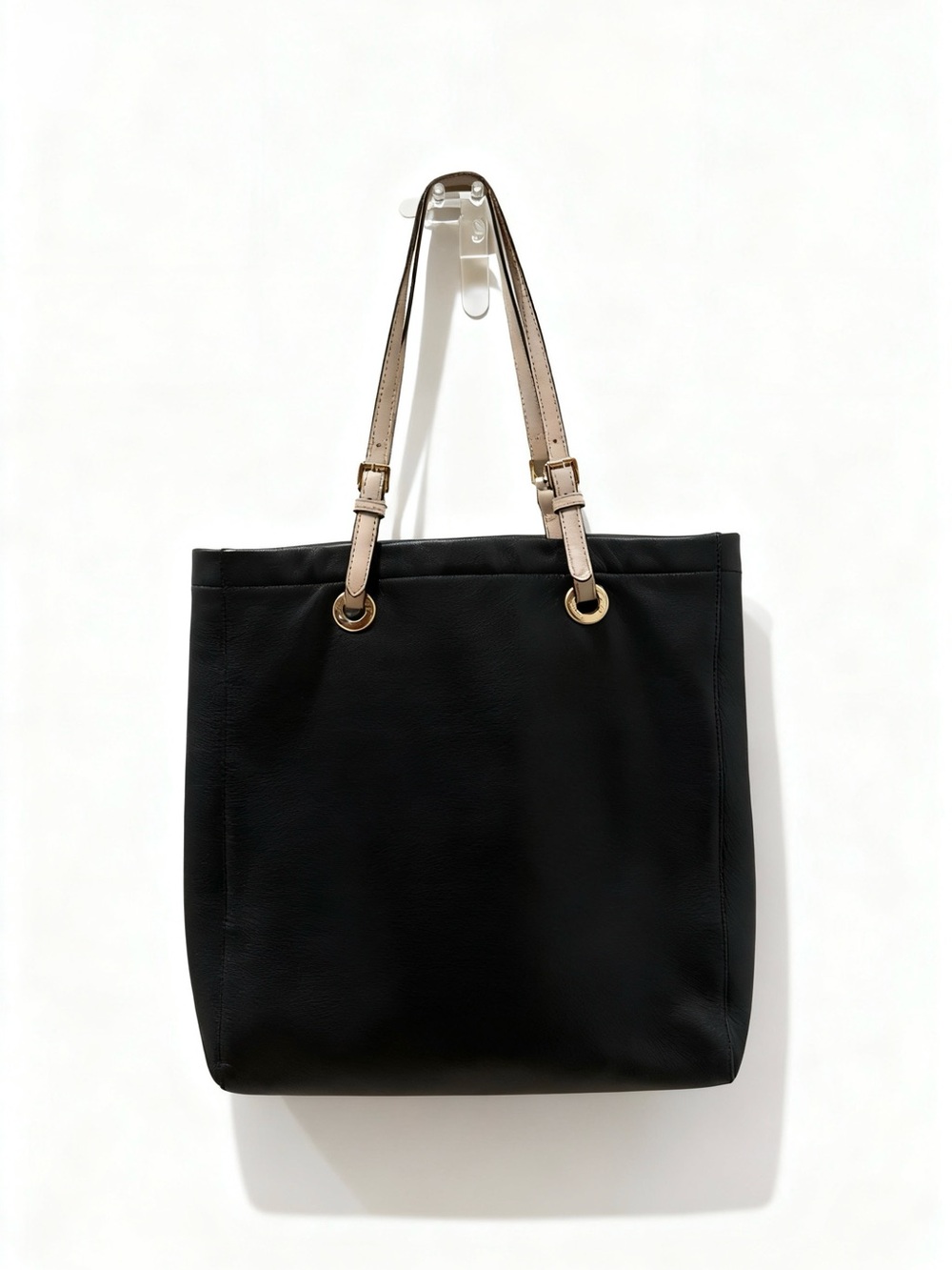 Michael Kors Black Pebbled Leather Tote Bag Gold Hardware Large Shoulder Purse